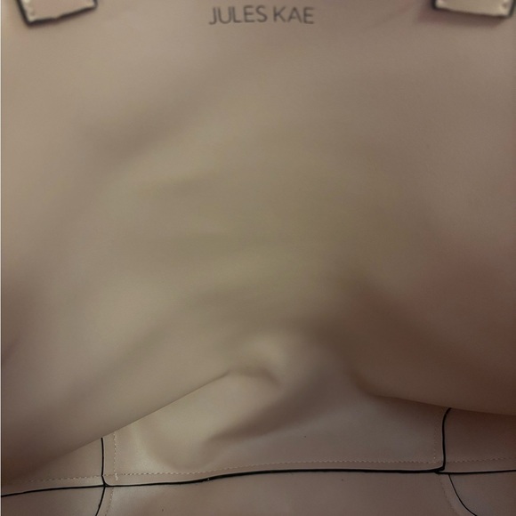 Jules Kae Cream Tote Bag with Textured Finish and Sturdy Handles - Picture 4 of 5